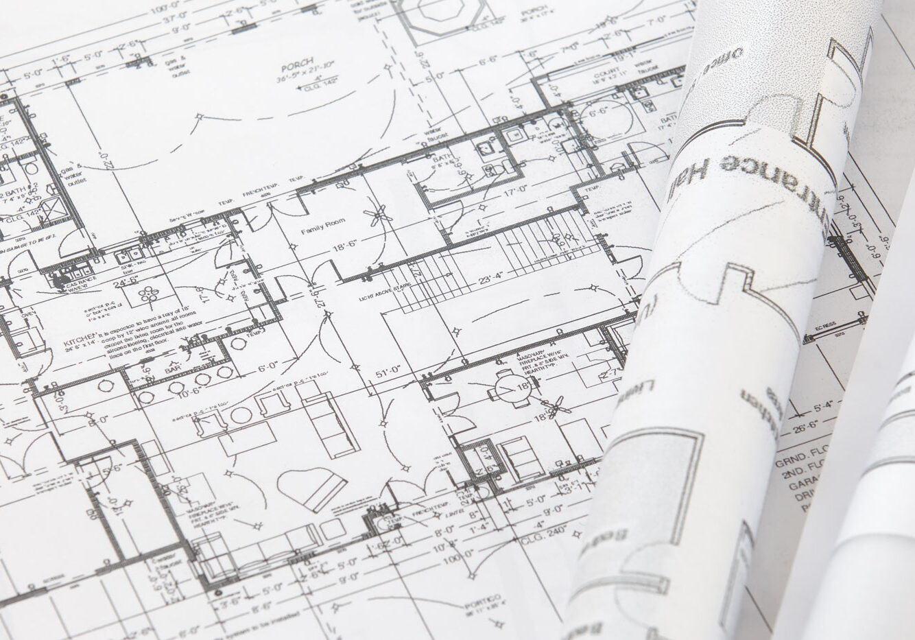 Detailed architectural floor plans and blueprints.
